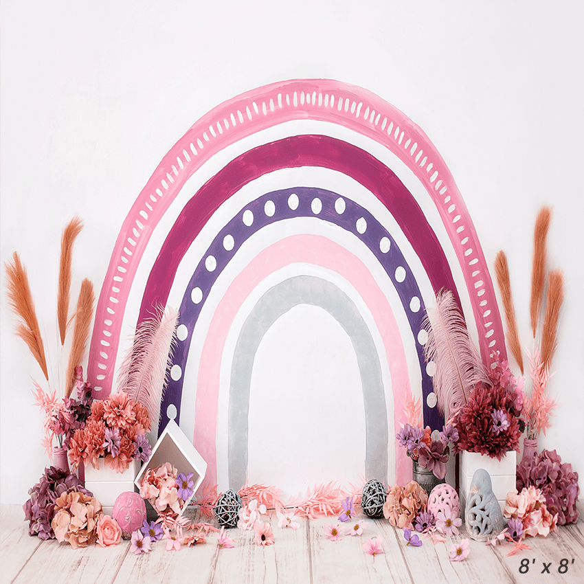 Pink Vintage Boho Rainbow Backdrop for Photoshootings SBH0262