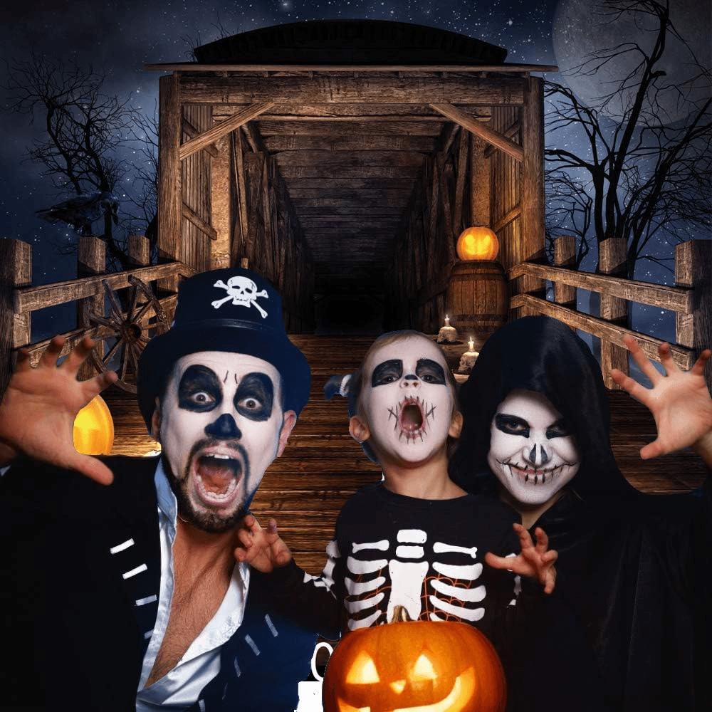 Halloween Skull Chalet Studio Background for Halloween Party SBH0640