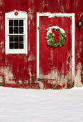 New Arrival-Green Christmas Wreath on Barn Door With Fresh Snow SBH0208
