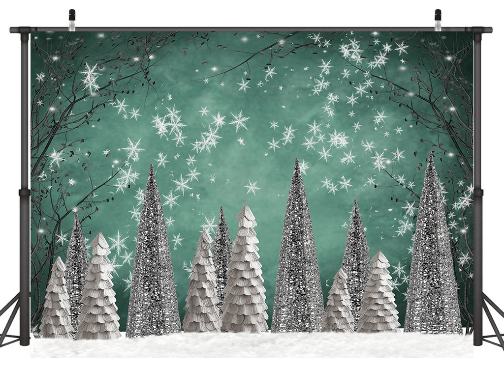 Sliver Christmas Tree With White Snow Backdrop for Photography SBH0281
