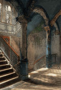 Bright Window View Dark Grunge Room Photography Backdrop SBH0225