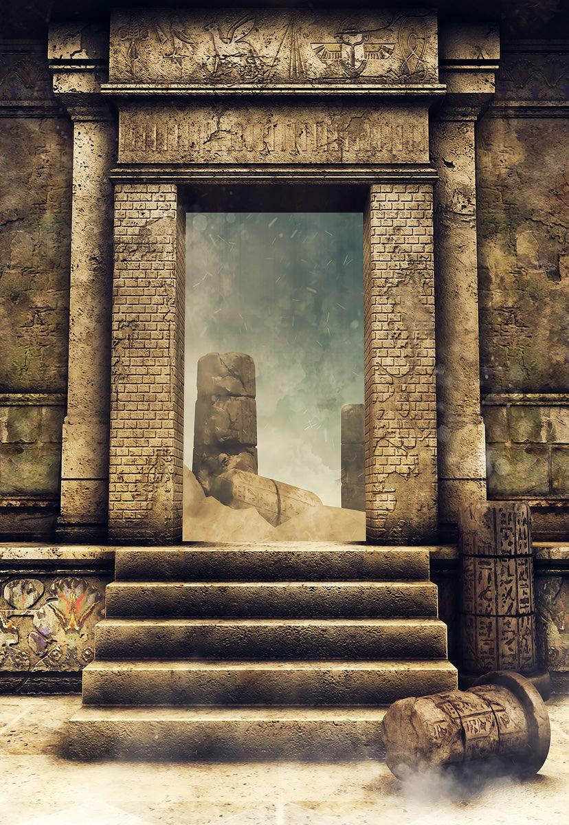 Senior Photo Backdrop Bricks Dark Door Architecture Backdrop for Photography K01718