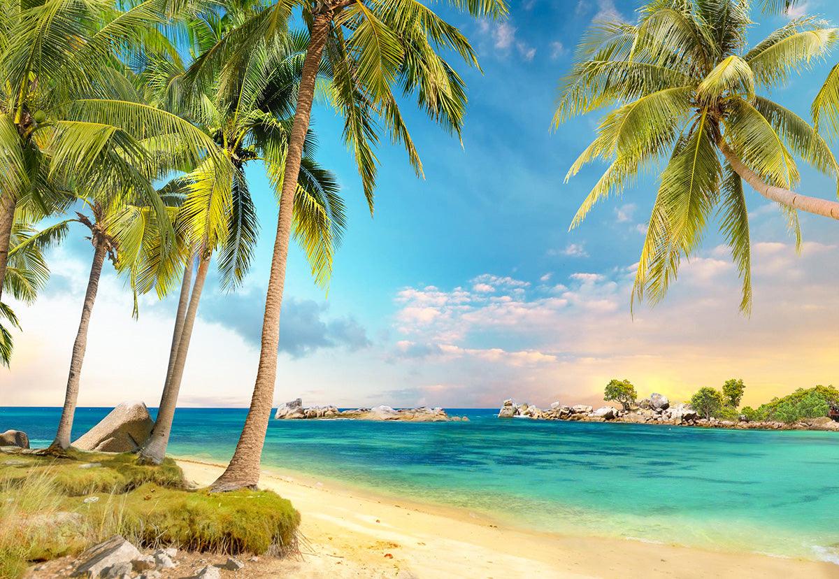 Tropical Natural Summer Sunset Over Sea Beach Backdrop for  Party Decoration KH12580