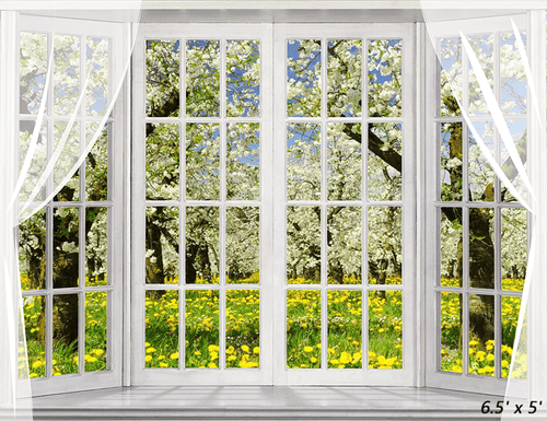 Blooming Apple Trees With Flowers Spring Photography Backdrop SBH0364