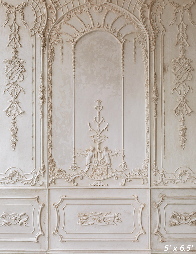 White Ornate Plaster Wall Backdrop for Photography SBH0411