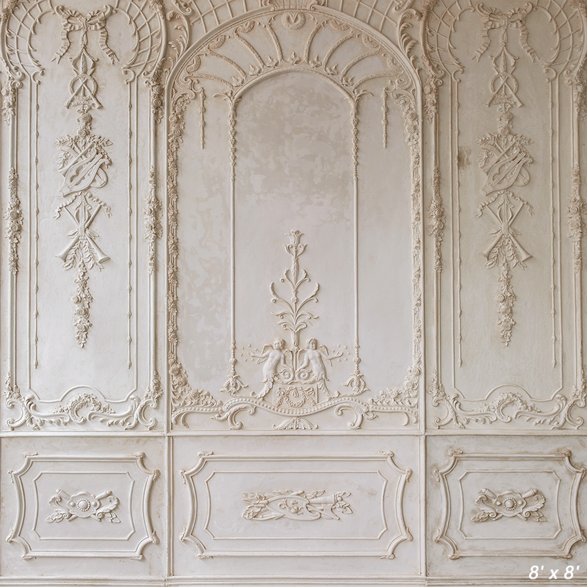 White Ornate Plaster Wall Backdrop for Photography SBH0411