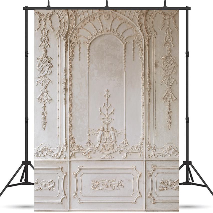 White Ornate Plaster Wall Backdrop for Photography SBH0411