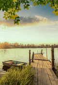 Red Autumn and Fishing Pier Fall Backdrop for Photo SBH0651