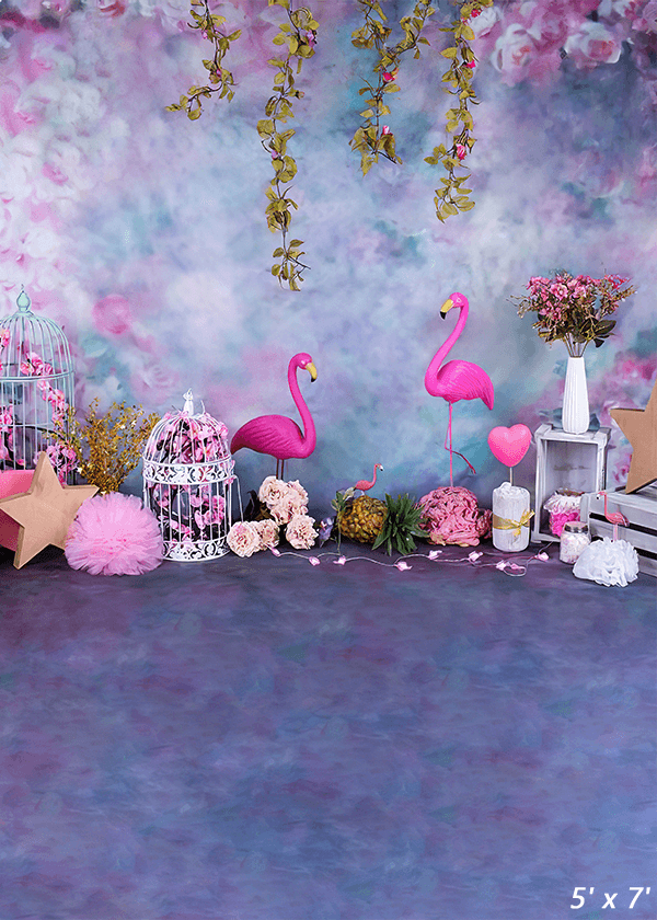 Flower Flamingo Backdrop for Children Photography Background SBH0662